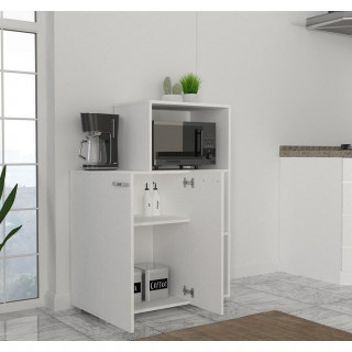 Meuble de rangement cuisine avec niche micro-ondes - Blanc