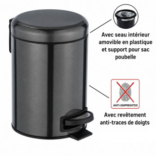 Poubelle à pédale indus Leman - 3 L - Noir