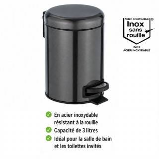 Poubelle à pédale indus Leman - 3 L - Noir