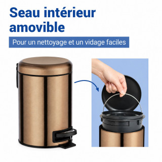 Poubelle à pédale indus Leman - 3 L - Marron cuivré