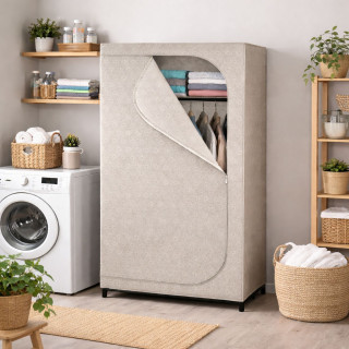 Armoire penderie tissu Balance - L. 90 x H. 160 cm - Taupe