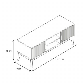 Meuble TV 2 portes et 2 niches de rangement Saulk en bois - Marron