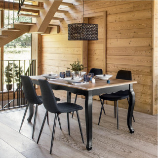 Chaise en tissu noir et pieds métal noir - NOKAS