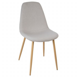 Lot de 4 chaises en tissu gris et pieds métal effet bois - ROKA