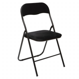 Lot de 2 chaises pliantes carrée velours - Noir