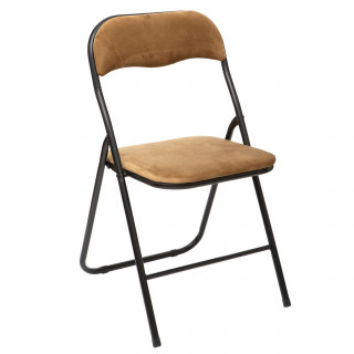 Lot de 2 chaises pliantes effet velours - Ocre doré