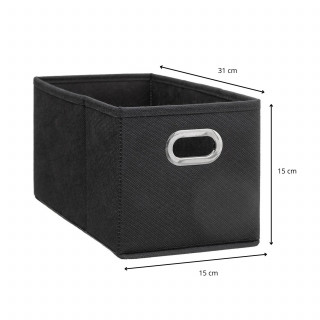 Lot de 12 Boites de rangement en tissu avec poignée - Longueur 31 x Hauteur 15 cm - Gris anthracite