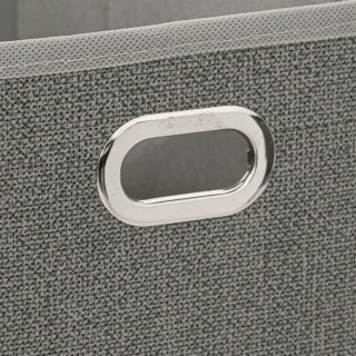 Lot de 12 Boites de rangement en tissu avec poignée - Longueur 31 x Hauteur 15 cm - Gris chiné
