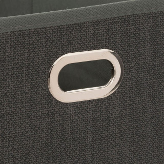 Lot de 12 Boites de rangement en tissu avec poignée - Longueur 31 x Hauteur 15 cm - Gris foncé chiné