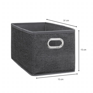 Lot de 2 Boites de rangement Largeur 15 x Hauteur 31 cm - Gris foncé chiné