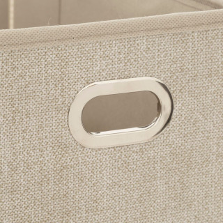 Lot de 12 Boites de rangement en tissu avec poignée - Longueur 31 x Hauteur 15 cm - Beige chiné