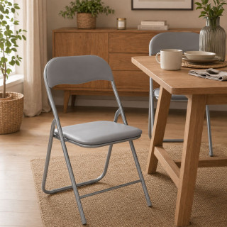 Lot de 2 chaises pliantes en PVC gris