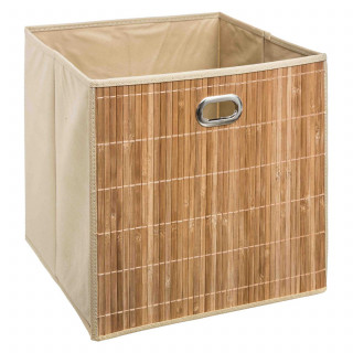 Lot de 6 Boîtes de rangement design en bambou et tissu - Beige