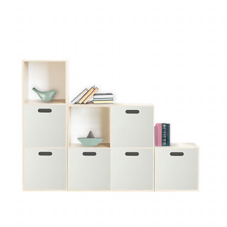 Lot de 6 boîtes de rangement MIX N' MODUL - L. 31 x l. 31 x H. 31 cm - Blanc