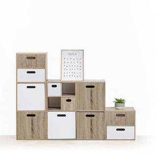 Lot de 6 boîtes de rangement MIX N' MODUL - L. 31 x l. 31 x H. 31 cm - Blanc