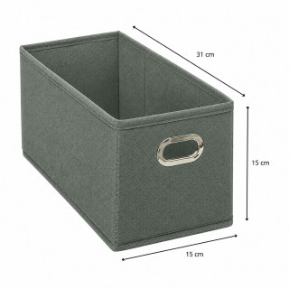Lot de 12 Boites de rangement en tissu avec poignée - Longueur 31 x Hauteur 15 cm - Vert Kaki