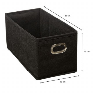 Lot de 12 Boites de rangement en tissu avec poignée - Longueur 31 x Hauteur 15 cm - Noir