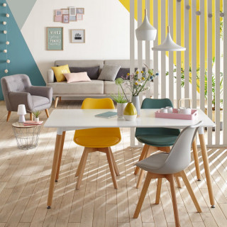 Lot de 4 Chaises en polypropylène avec coussin Baya - Gris Clair