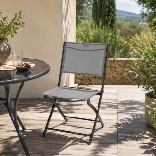 Lot de 4 chaises de jardin pliables Modula - Galet et Graphite