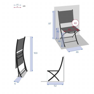 Lot de 4 chaises de jardin pliables Modula - Galet et Graphite
