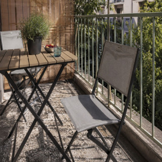 Lot de 4 chaises de jardin pliables Modula - Galet et Graphite