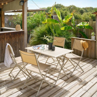 Lot de 4 chaises de jardin pliables Modula - Lin et Argile