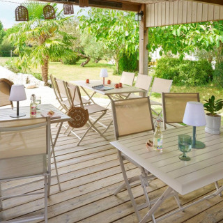 Lot de 4 chaises de jardin pliables Modula - Lin et Argile