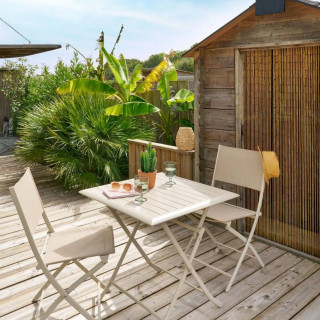 Lot de 4 chaises de jardin pliables Modula - Lin et Argile