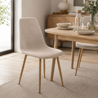 Lot de 4 chaises Loka en tissu - Beige