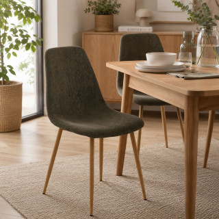 Lot de 4 chaises Loka en tissu - Kaki