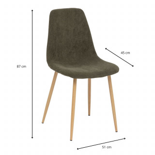 Lot de 4 chaises Loka en tissu - Kaki