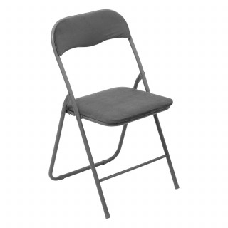 Lot de 2 chaises pliantes effet velours - Gris foncé