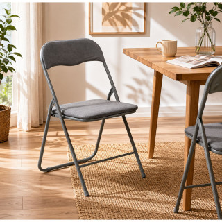 Lot de 6 chaises pliantes en velours gris clair - Confort & gain de place
