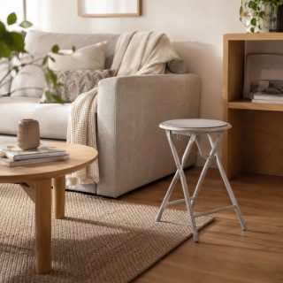 Tabouret d'appoint pliant en PVC beige