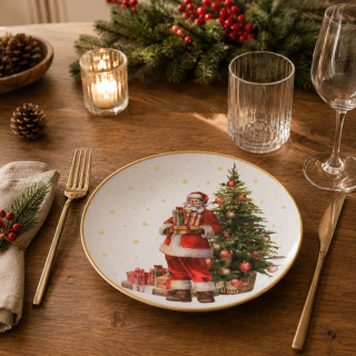 Lot de 12 assiettes de présentation PÈRE NOËL - Blanc