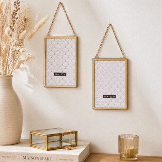 Lot de 2 cadres photo à suspendre design doré PM - GOLD HOME