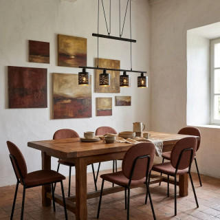 Plafonnier design Tunno - H. 180 cm - Noir et doré