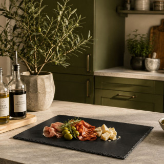 Lot 2x Assiette en ardoise - L. 24 cm