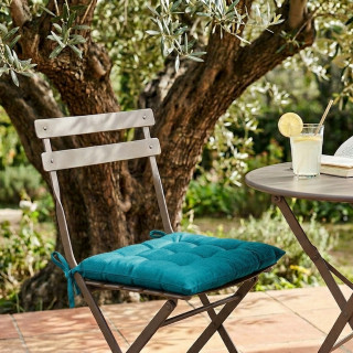 Galette de chaise PANAMA - 38 x 38 cm - Bleu canard