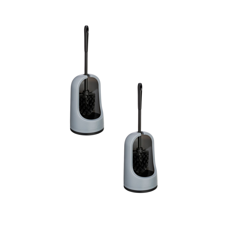 Lot 2x Brosse WC - Plastique - Gris
