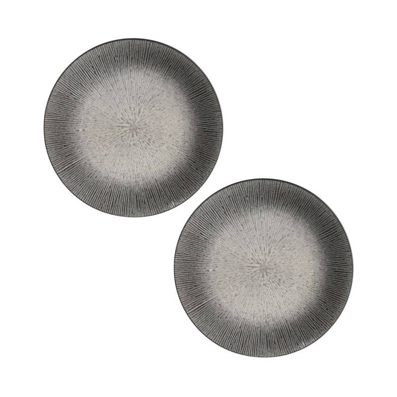 Lot 2x Assiette plate Atelier - Céramique - Gris