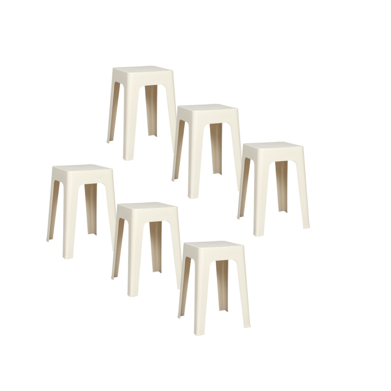 Lot de 6 tabourets empilables SPECTRA - Crème
