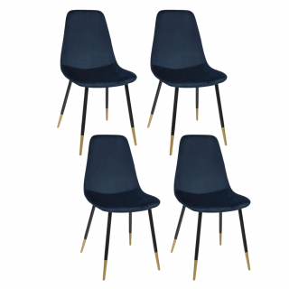 Lot de 4 Chaises design velours Tyka - Bleu
