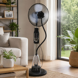 Ventilateur brumisateur sur pied avec télécommande - Noir