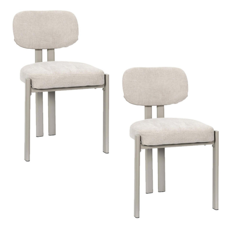 Lot de 2 chaises design en tissu et pieds en métal DUNE - Beige