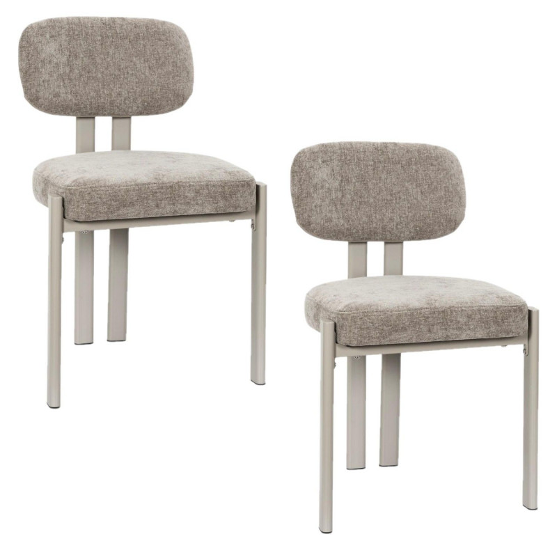 Lot de 2 chaises design en tissu et pieds en métal DUNE - Taupe