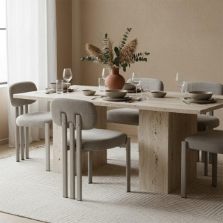 Lot de 2 chaises design en tissu et pieds en métal DUNE - Taupe