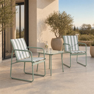 Salon de jardin en acier 2 places NICE - Vert