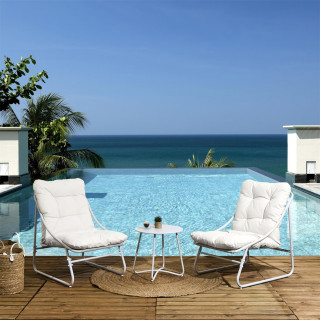 Salon de jardin en acier 2 places ANTIBES - Beige