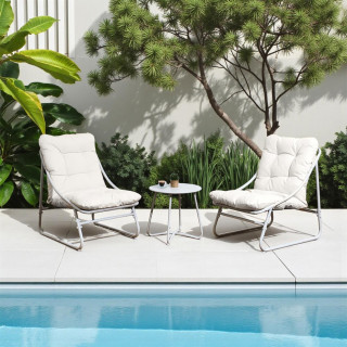 Salon de jardin en acier 2 places ANTIBES - Beige